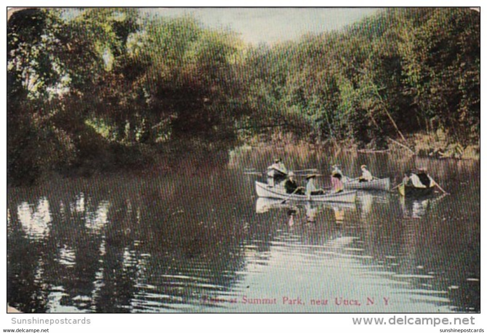 New York Utica Canoeing On Lake At Summit Park 1915 - Utica