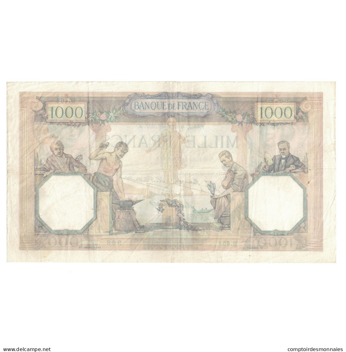 France, 1000 Francs, Cérès Et Mercure, 1927, B.454, TTB, Fayette:37.1, KM:79a - 1 000 F 1927-1940 ''Cérès Et Mercure''