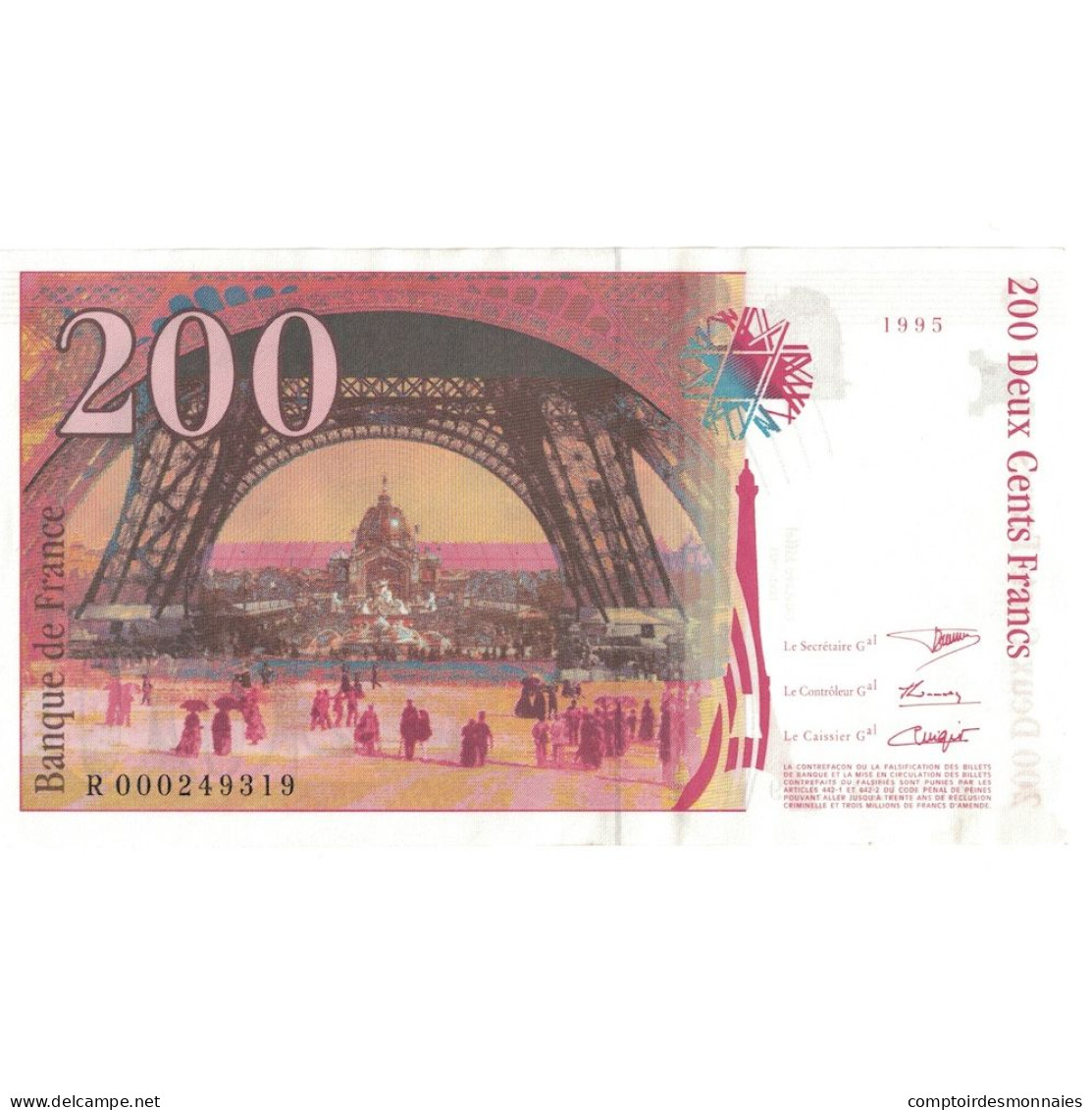 France, 200 Francs, Eiffel, 1995, R.000, SPL+, Fayette:75.1, KM:159a - 200 F 1995-1999 ''Eiffel''