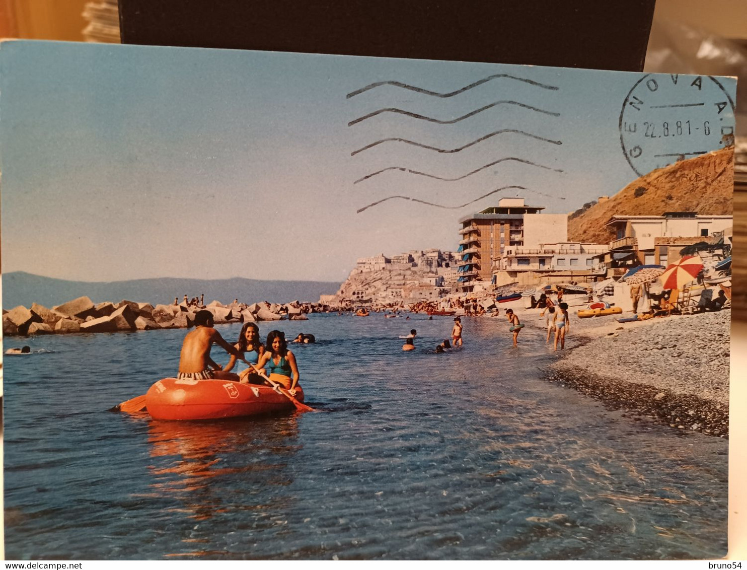 Cartolina Pizzo Prov Vibo Valentia La Spiaggia , Gommone - Vibo Valentia