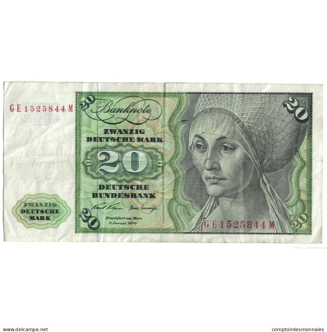 Billet, République Fédérale Allemande, 20 Deutsche Mark, 1970, 1970-01-02 - 20 Deutsche Mark