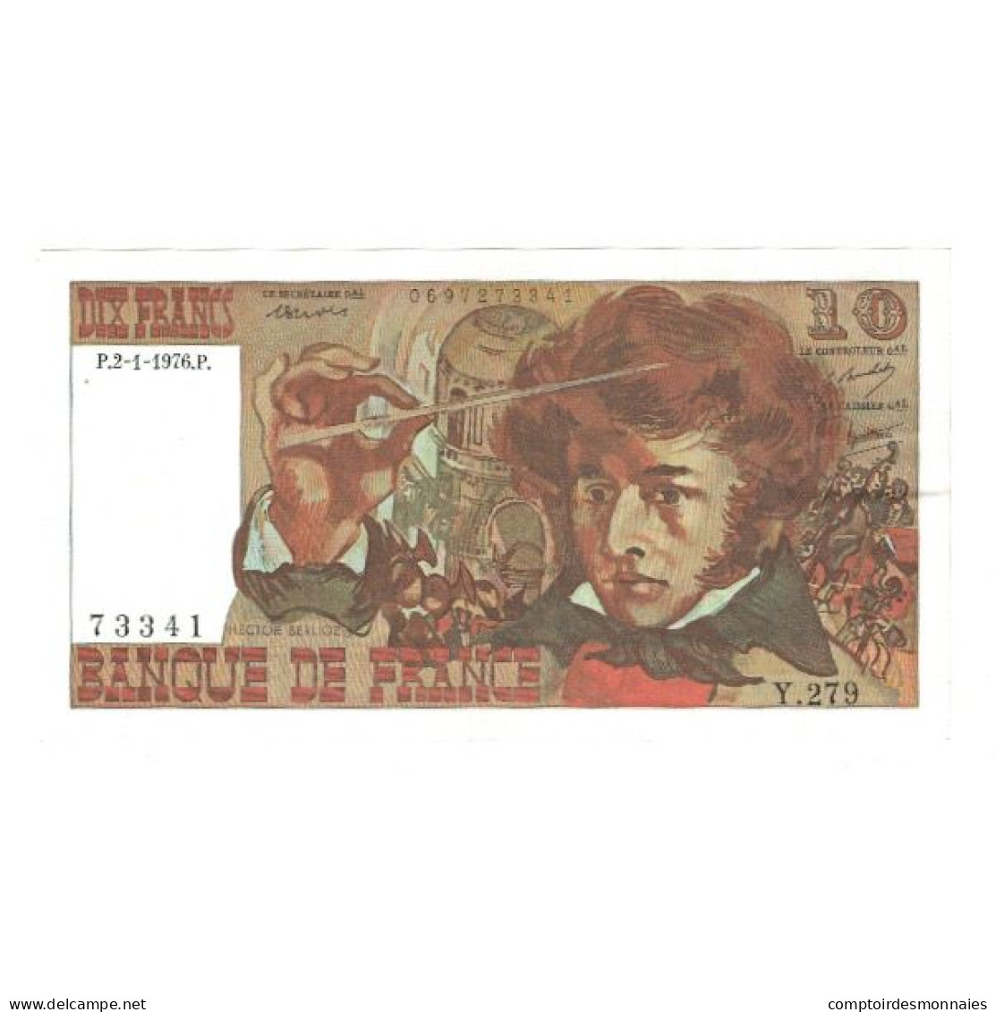 France, 10 Francs, Berlioz, 1976, Y.279, SUP+, Fayette:63.16, KM:150c - 10 F 1972-1978 ''Berlioz''