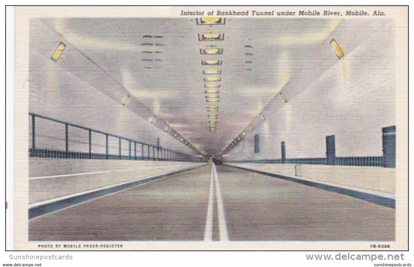 Alabama Mobile Interior Of Bankhead Tunnel Under Mobile River 1940 Curteich - Mobile