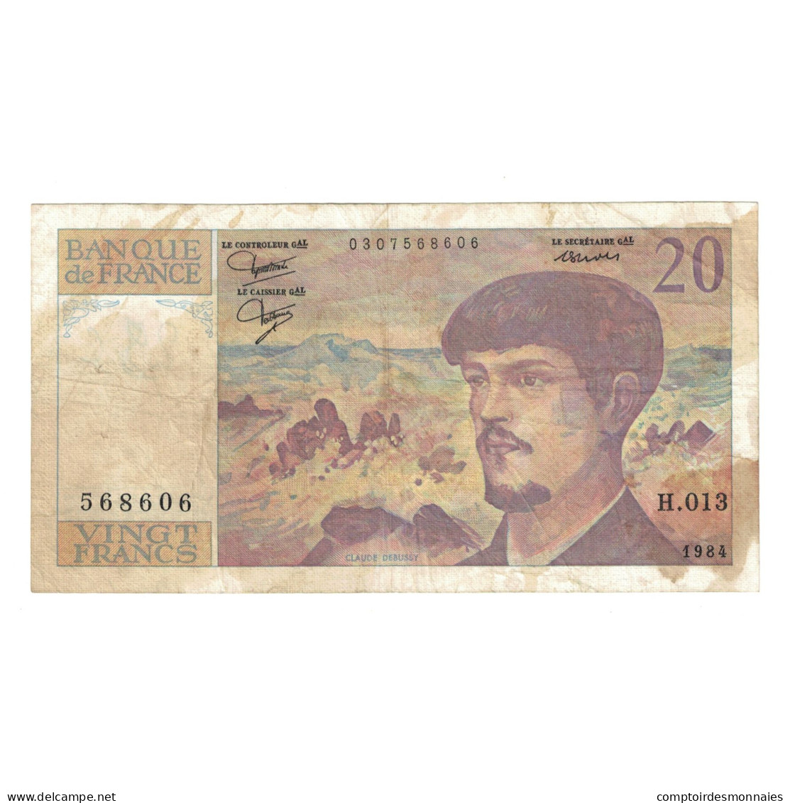 France, 20 Francs, Debussy, 1984, H.013, AB, Fayette:66.5, KM:151a - 20 F 1980-1997 ''Debussy''