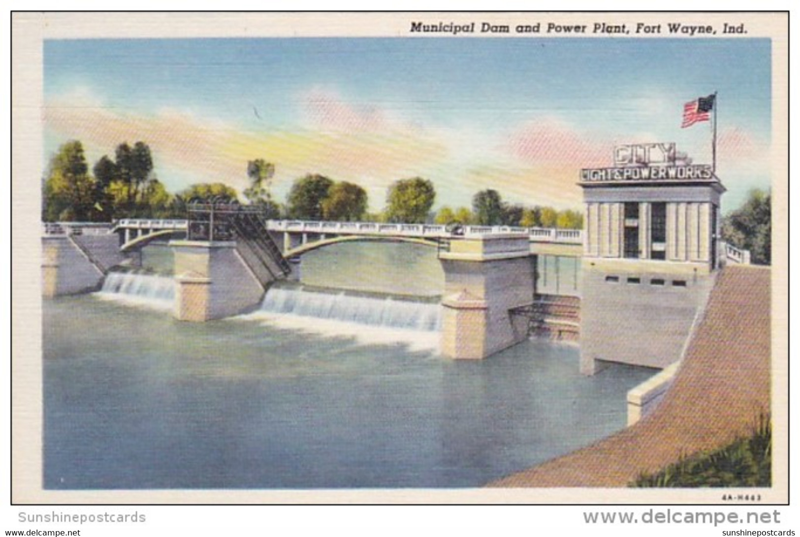 Indiana Fort Wayne Municipal Dam And Power Plant Curteich - Fort Wayne