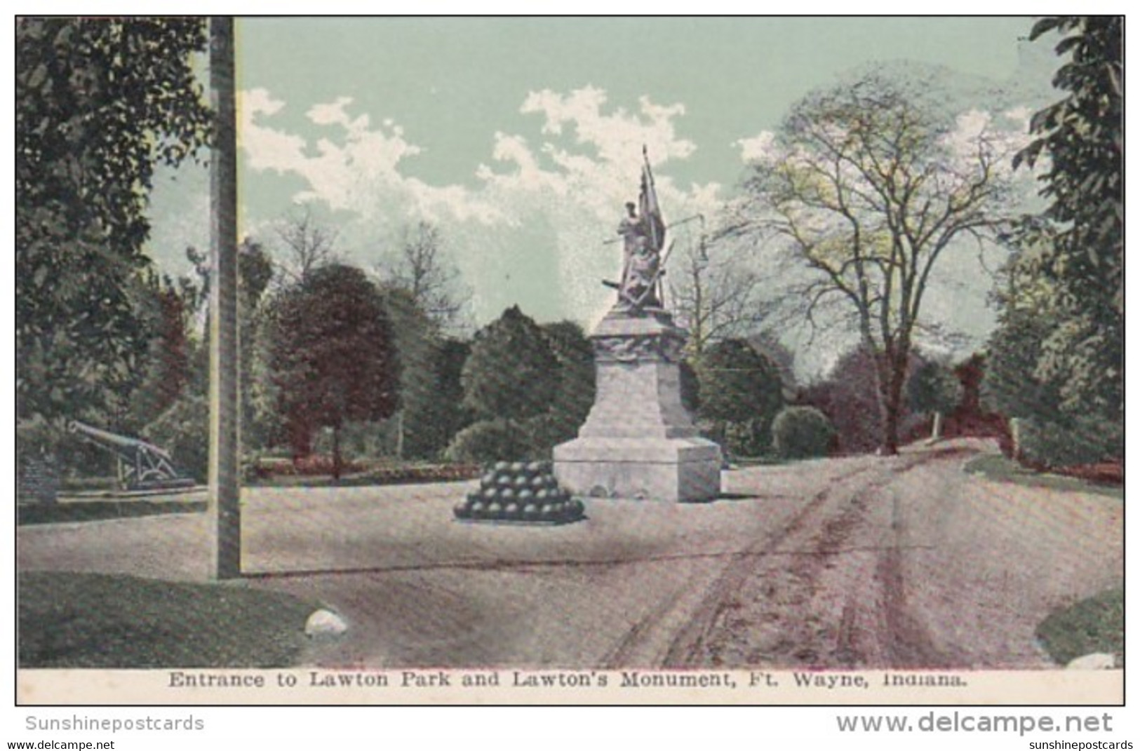 Indiana Fort Wayne Entrance To Lawton Park And Lawton Monument 1916 - Fort Wayne