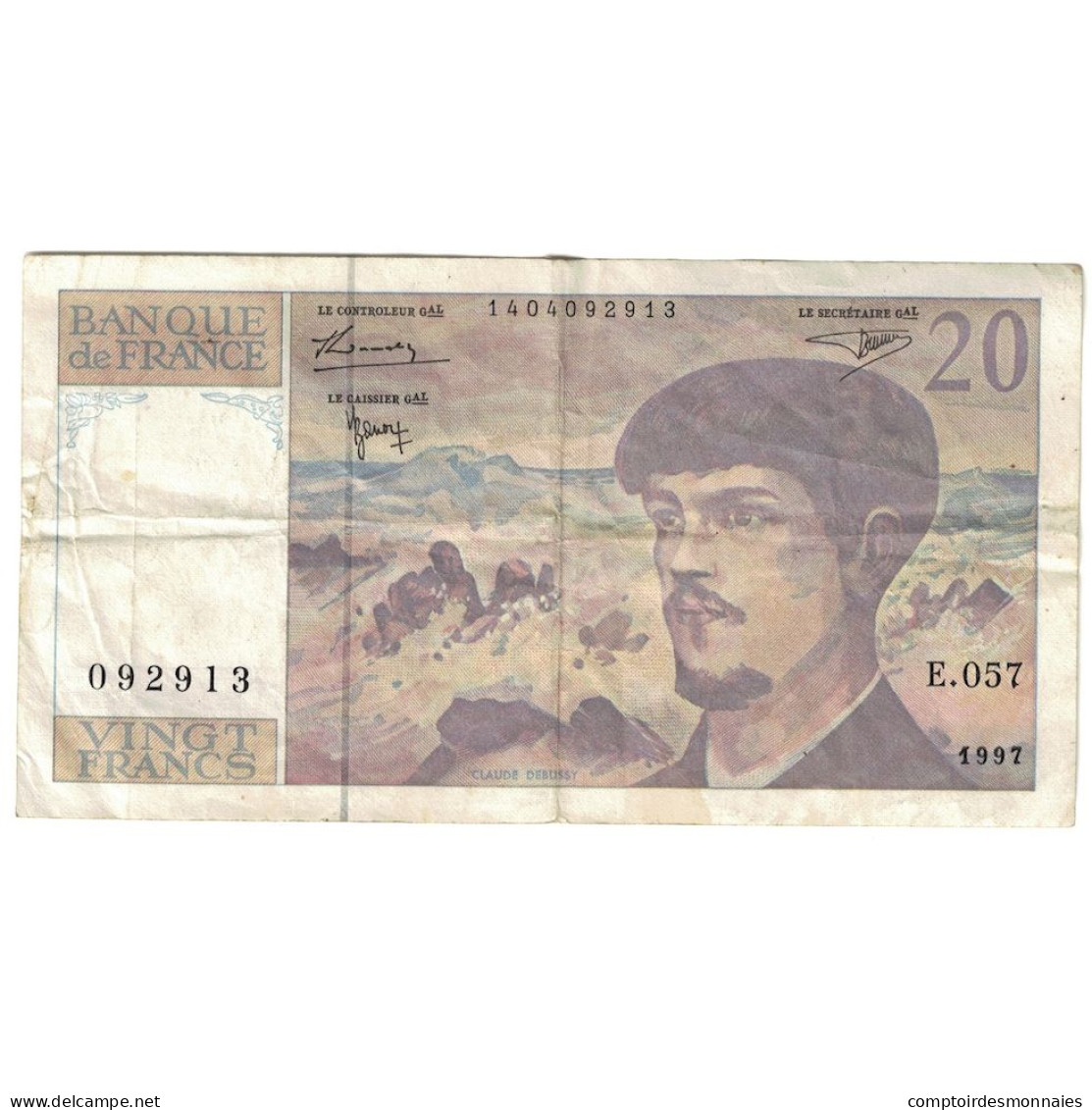 France, 20 Francs, Debussy, 1997, E.057, TB+, Fayette:66ter.02A57, KM:151i - 20 F 1980-1997 ''Debussy''