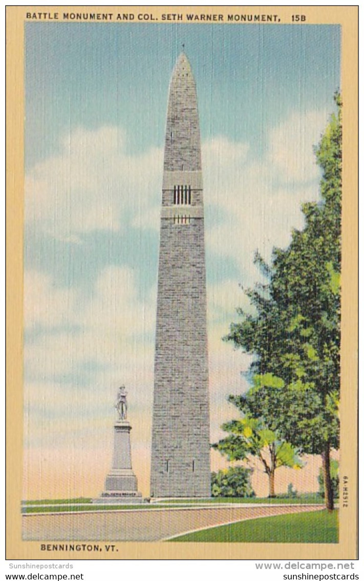 Vermont Bennington Battle Monument And Colonel Seth Warner Monument Curteich - Bennington