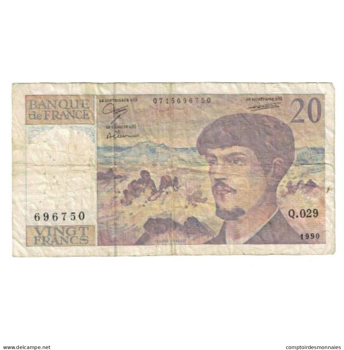 France, 20 Francs, Debussy, 1990, Q.029, B, Fayette:66bis.1, KM:151d - 20 F 1980-1997 ''Debussy''