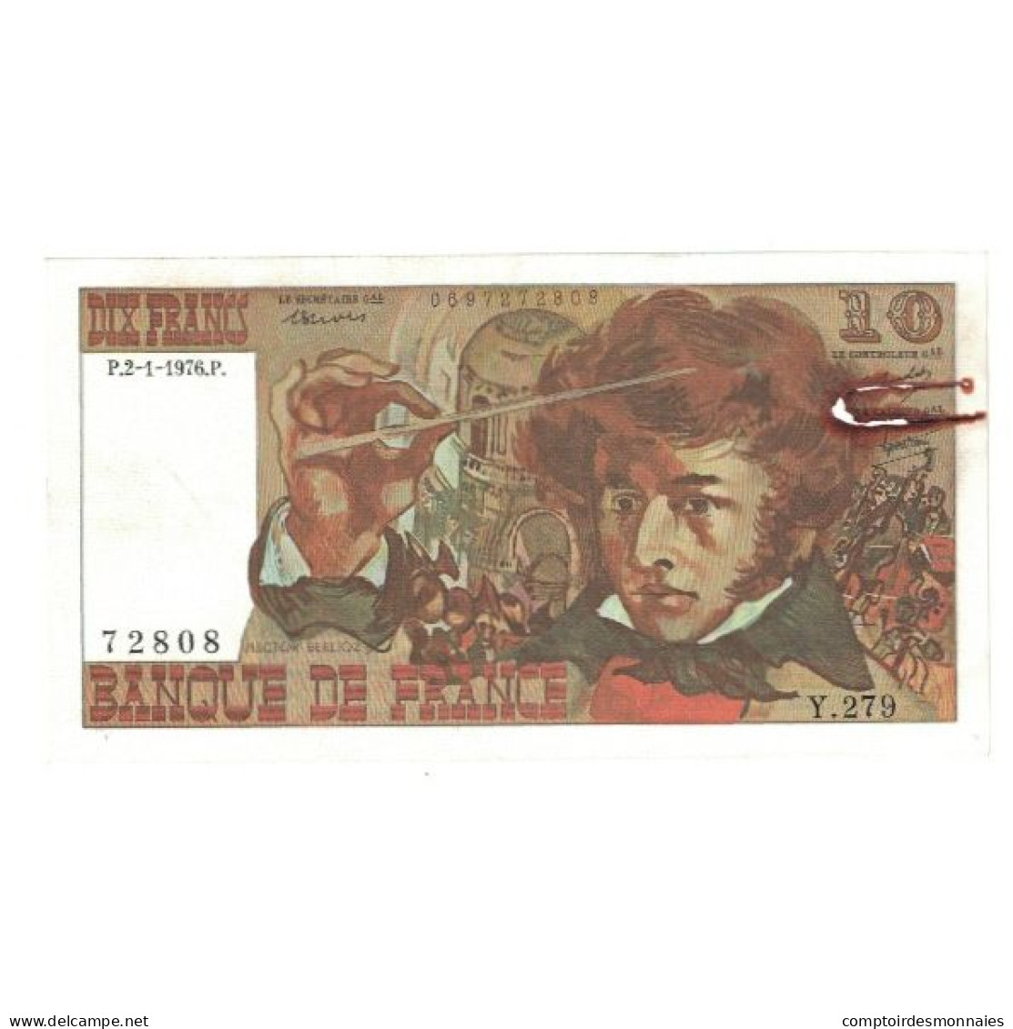 France, 10 Francs, Berlioz, 1976, Y.279, B, Fayette:63.16, KM:150c - 10 F 1972-1978 ''Berlioz''