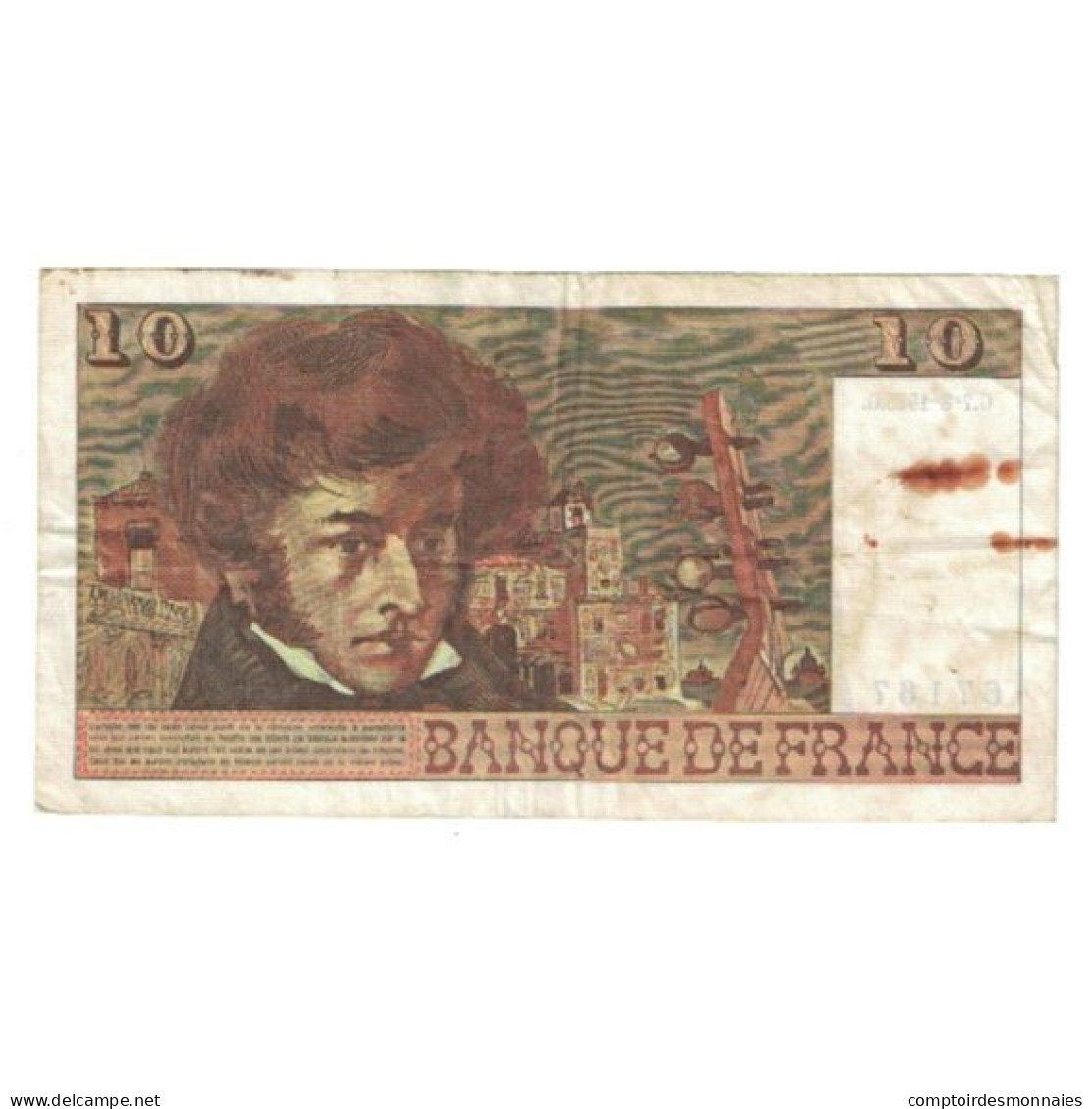 France, 10 Francs, Berlioz, 1975, G.215, AB, Fayette:63.12, KM:150b - 10 F 1972-1978 ''Berlioz''