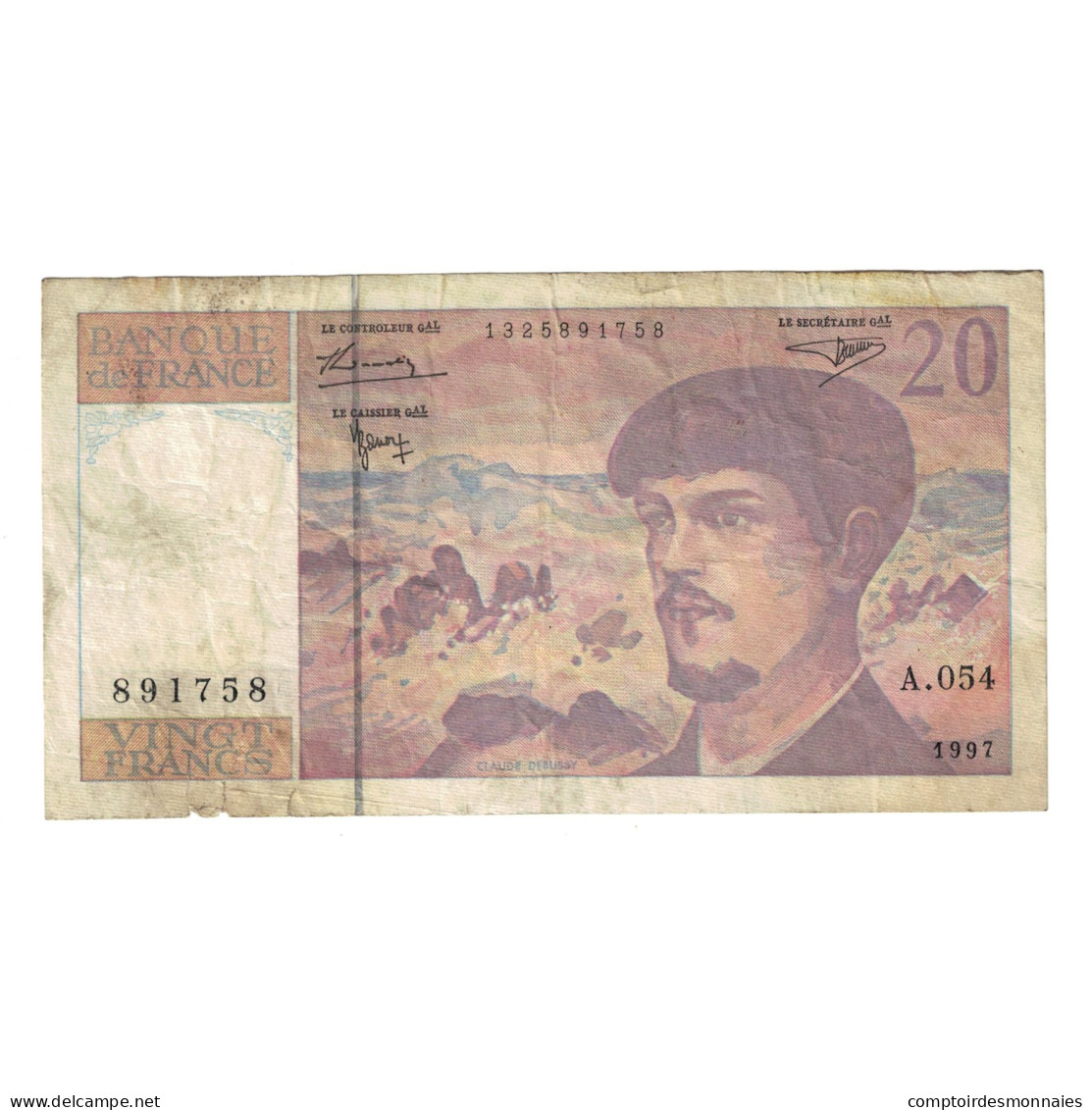 France, 20 Francs, Debussy, 1997, A.054, AB, Fayette:66ter.02A54, KM:151i - 20 F 1980-1997 ''Debussy''