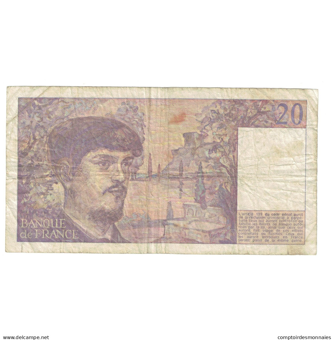 France, 20 Francs, Debussy, 1989, Z.025, B, Fayette:66.10, KM:151c - 20 F 1980-1997 ''Debussy''