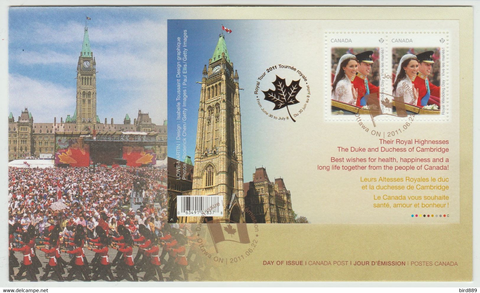 2011 Canada Royal Wedding HRH Prince William And Miss Catherine Middleton Miniature Sheet  FDC - 2011-...