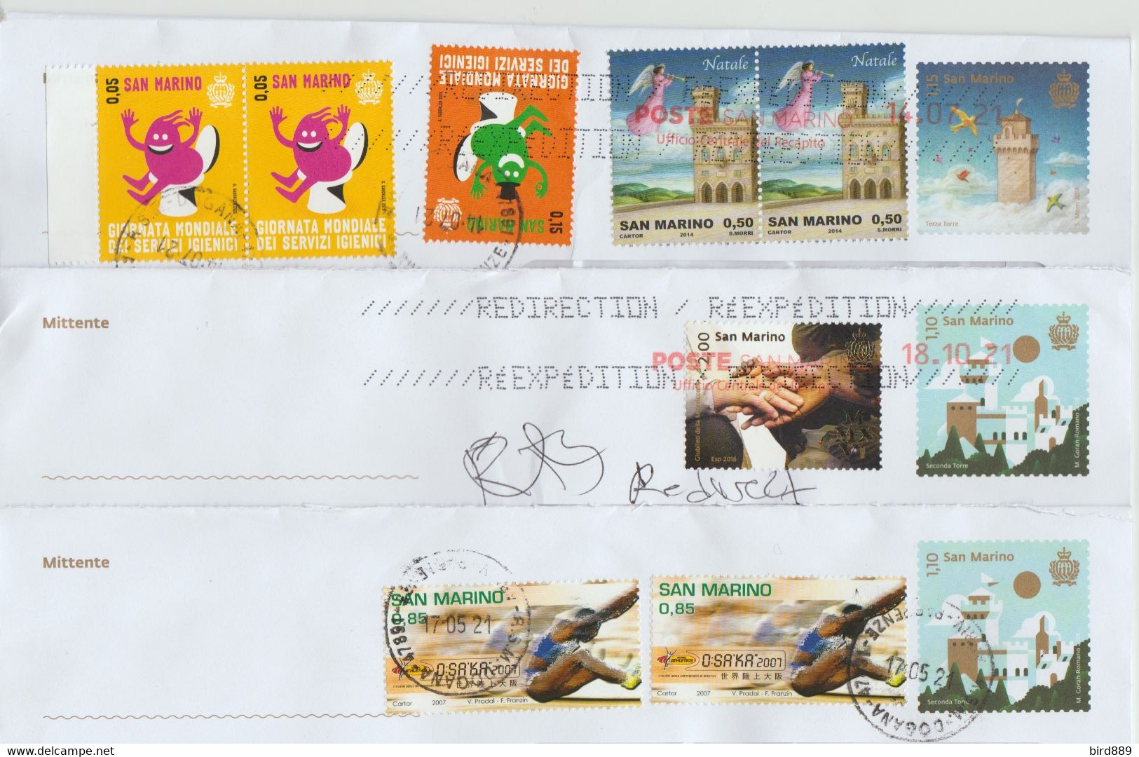 San Marino Small Collection Of 8 Stamps With Duplicates On Postal Stationery Used - Collections, Lots & Séries