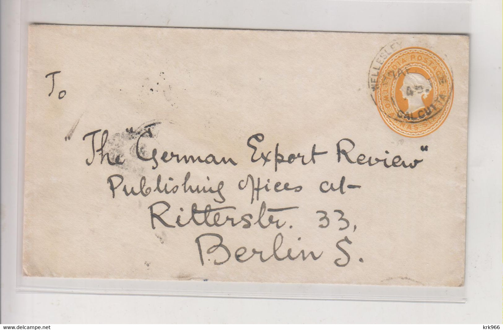 INDIA CALCUTTA 1905 Nice   Postal Stationery Cover To Germany - Covers