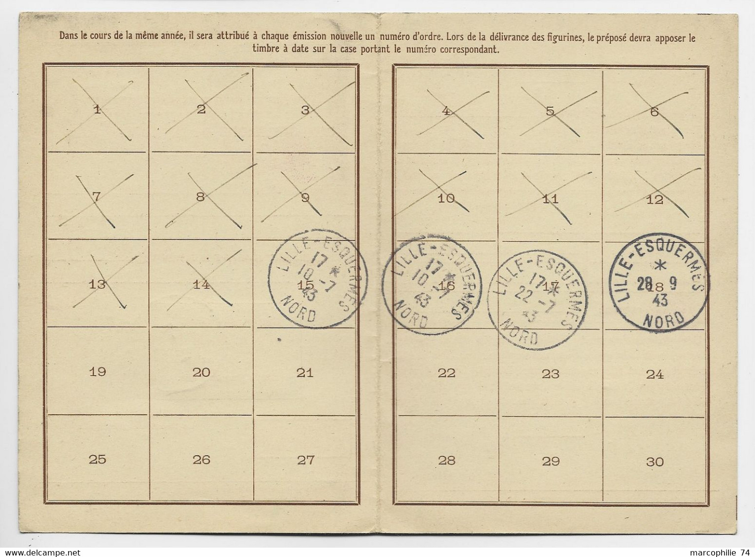 FRANCE PETAIN 50FR SEUL CARTE ABONNEMENT LILLE RP 17.8.1943 NORD AU TARIF - 1941-42 Pétain