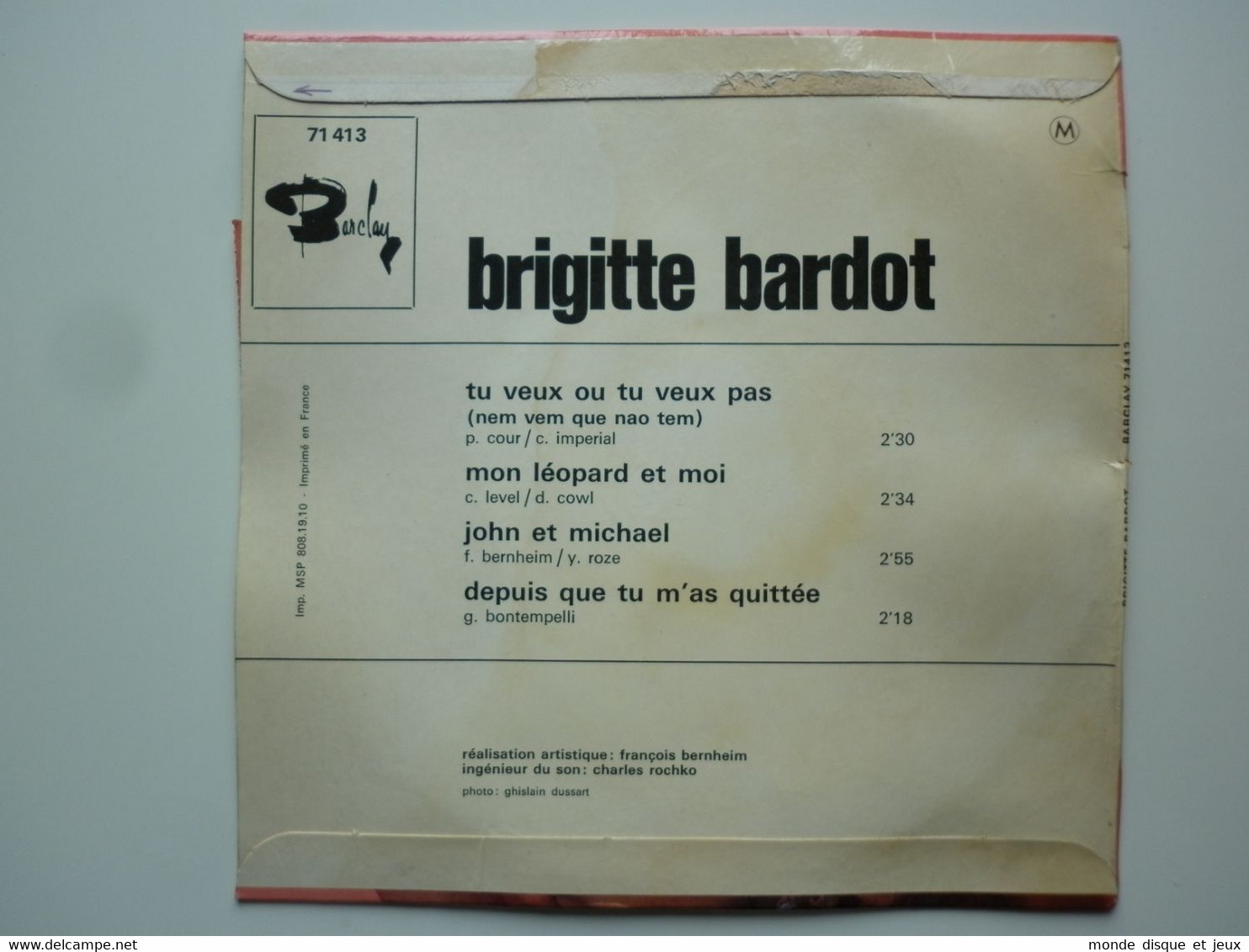 Brigitte Bardot 45Tours EP Vinyle Tu Veux Ou Tu Veux Pas - 45 T - Maxi-Single