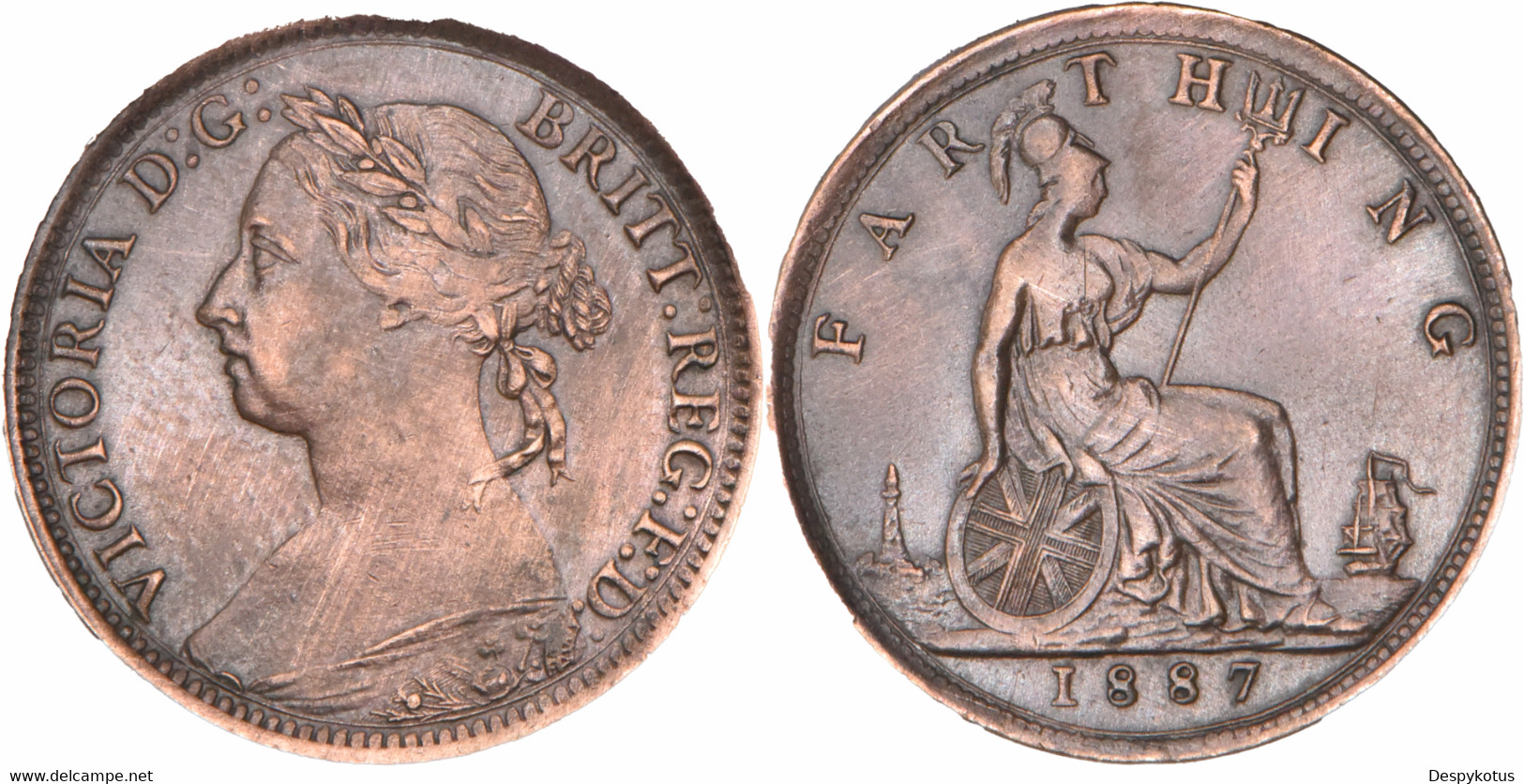 Grande-Bretagne - 1887 - 1 Farthing - Reine Victoria - Qualité - 02-159 - B. 1 Farthing