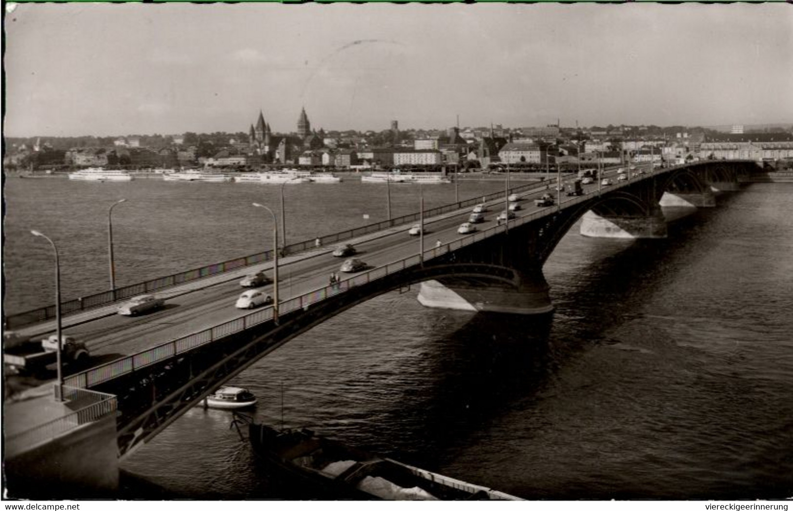 ! S/w Ansichtskarte Mainz , Rheinbrücke, 1962 - Bridges