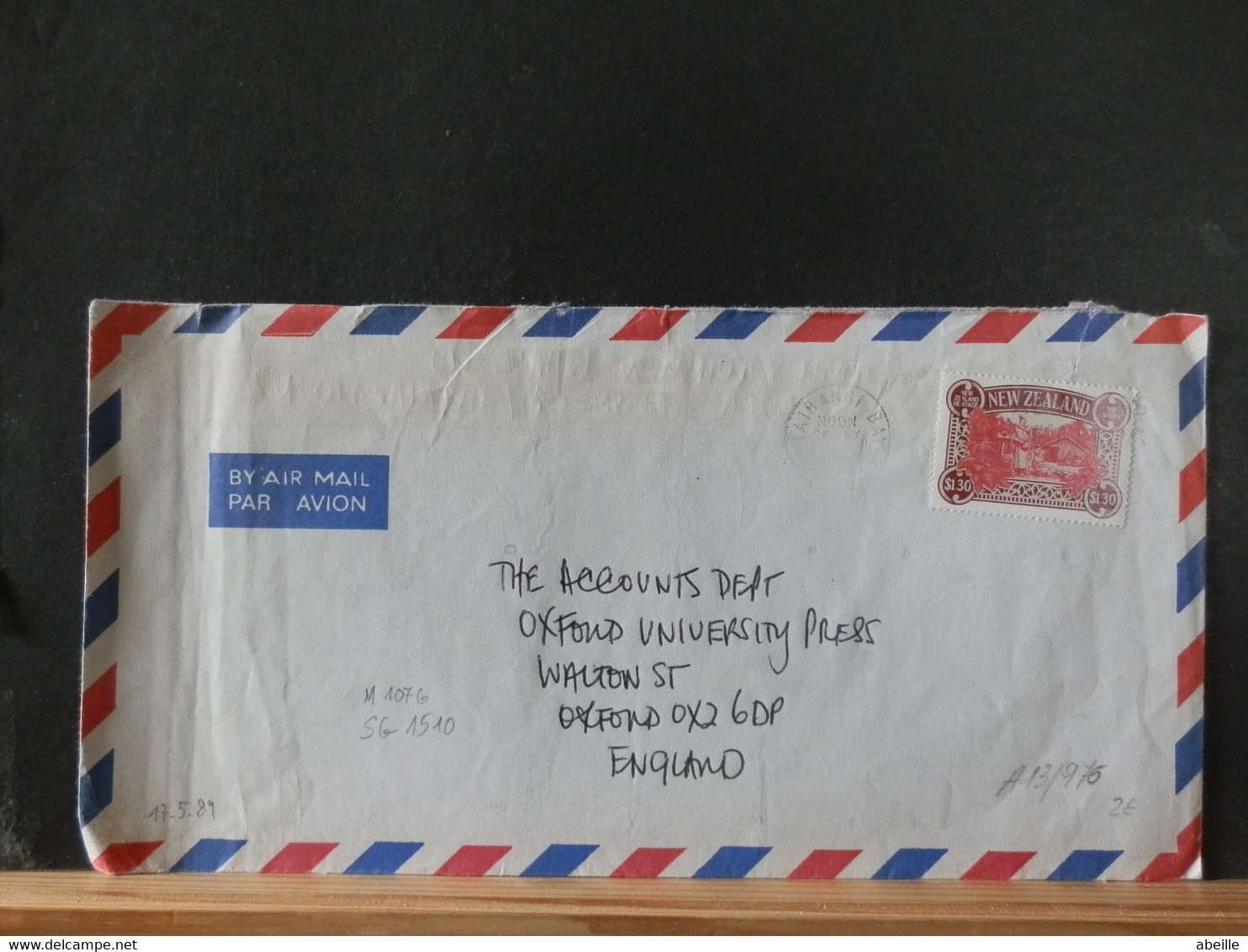 A13/976 LETTER N.-ZEALAND TO ENGLAND - Briefe U. Dokumente