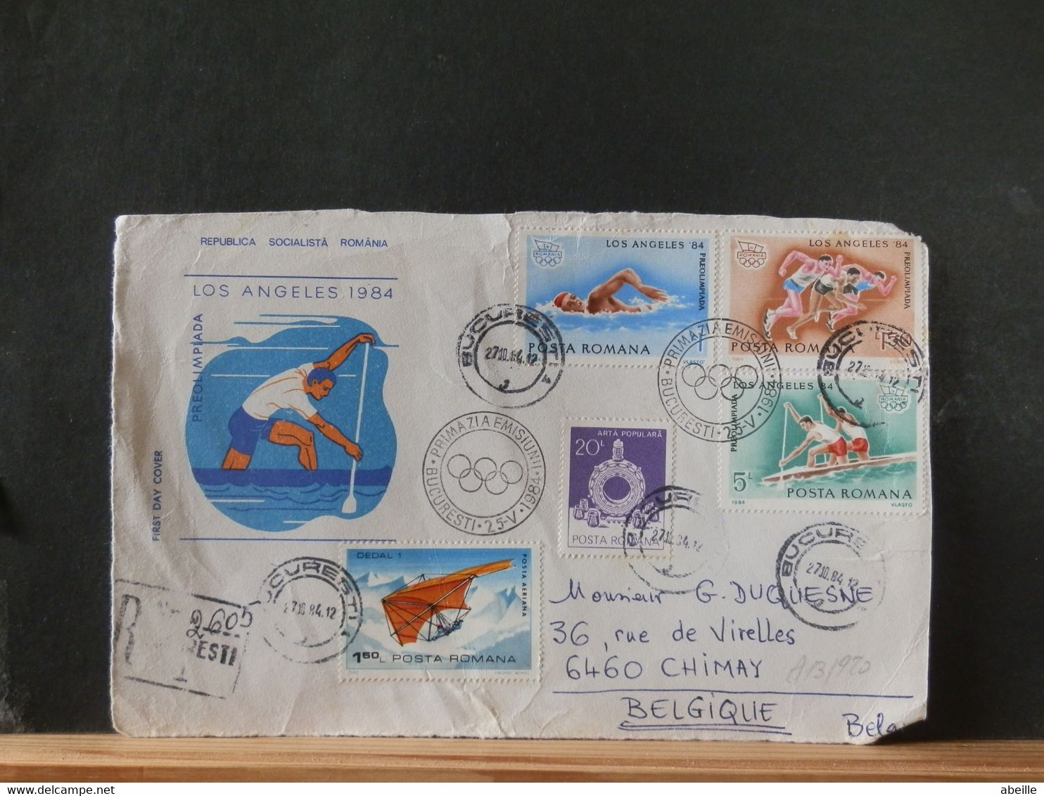 A13/980  DEVANT DE LETTRE RECOMM. POUR LA BELG. 1984 - Briefe U. Dokumente