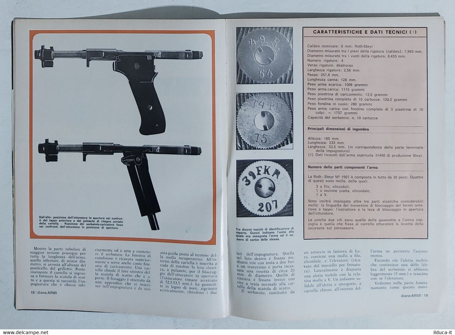 14207 DIANA ARMI A. II N. 6 - Automatico Beretta Mod. 300 - Ed. Olimpia 1968 - Testi Scientifici