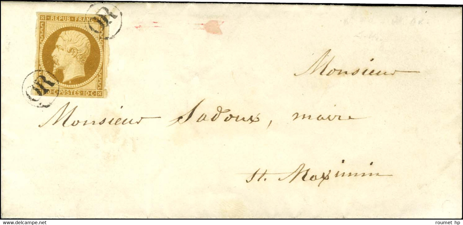 OR (2 Frappes) / N° 9 Bistre Brun Sur Lettre Avec Texte Daté De Pontcharra Le 20 Septembre 1853 Adressée Localement Dans - 1852 Louis-Napoleon