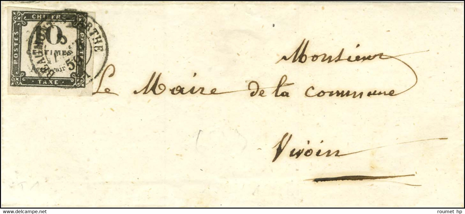 Càd T 15 BEAUMONT-SUR-SARTHE (71) / Timbre-taxe N° 1 Sur Lettre Locale. 1859. - TB. - 1859-1959 Covers & Documents