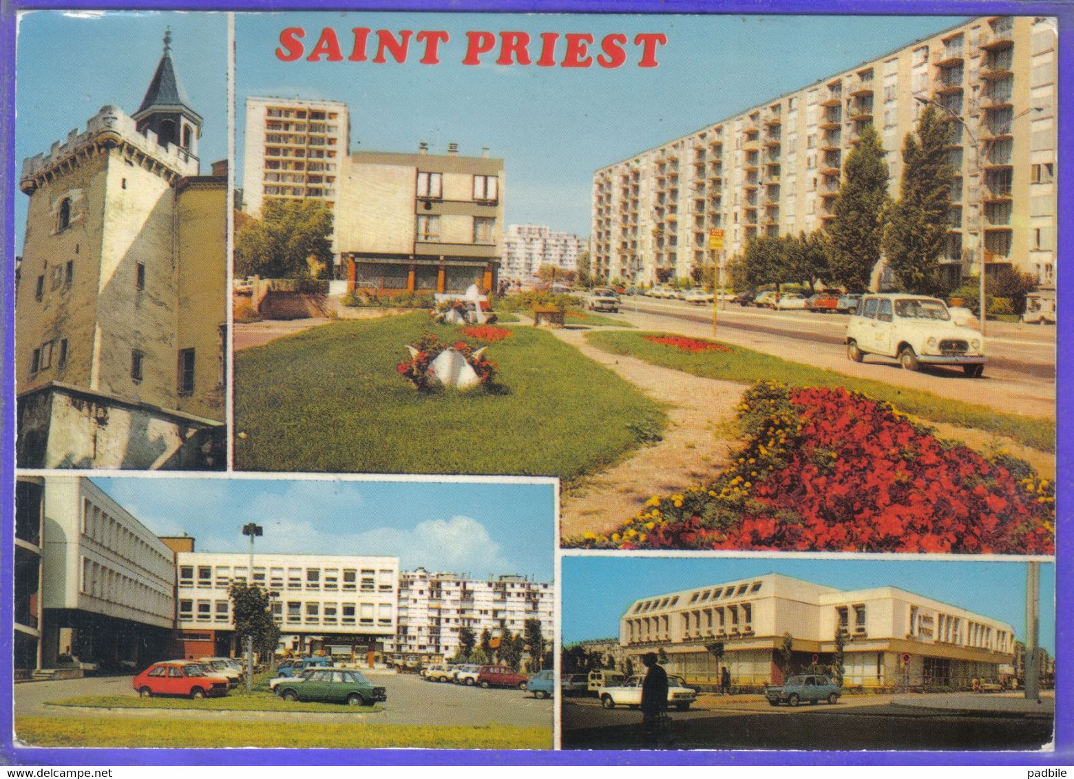 Carte Postale 69. Saint-Priest  Cité HLM  Renault 4L   Très Beau Plan - Saint Priest