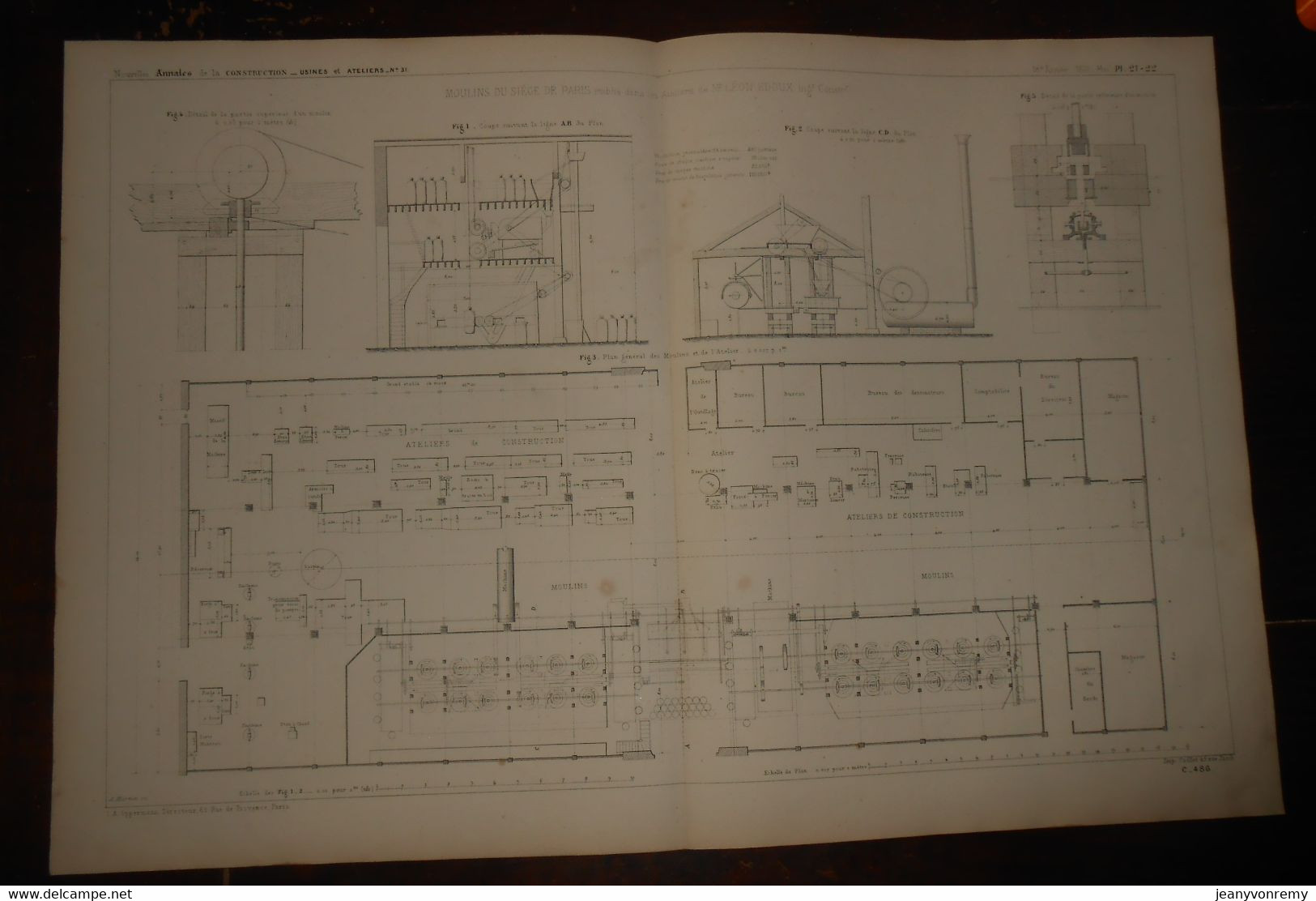 Plans Des Moulins Du Siège De Paris établis Dans Les Ateliers De M. Léon Edoux. 1872. - Travaux Publics