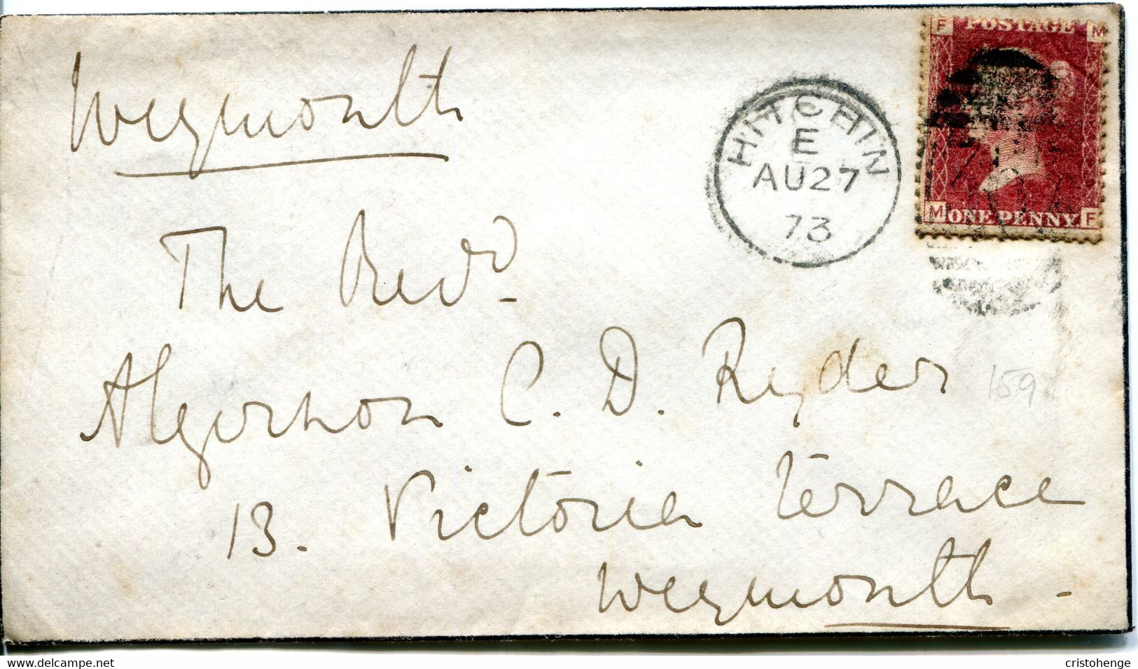 Great Britain - England 1873 Cover Hitchin To Weymouth - 1d Red - Plate 166 - Storia Postale