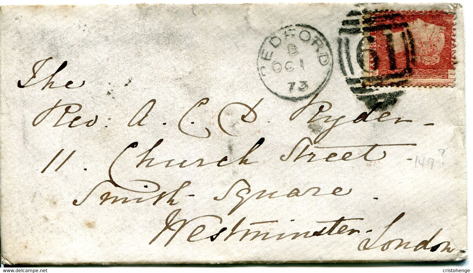 Great Britain - England 1873 Cover Bedford To London - 1d Red - Plate 149 - Briefe U. Dokumente