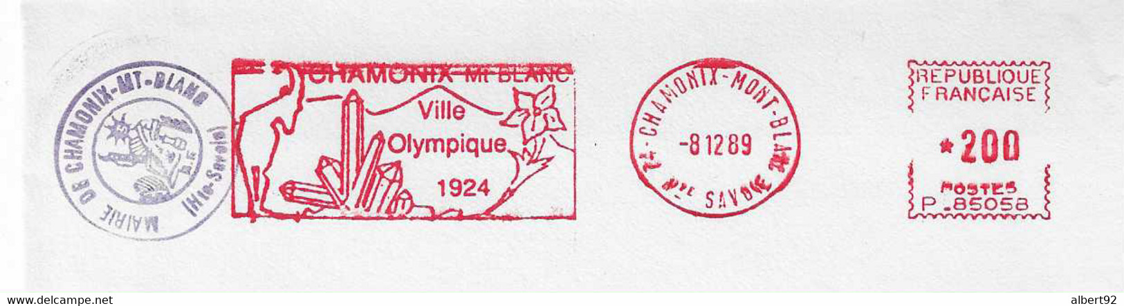 1989 EMA "Chamonix Ville Olympique 1924" (n° P 86058) - Hiver 1924: Chamonix