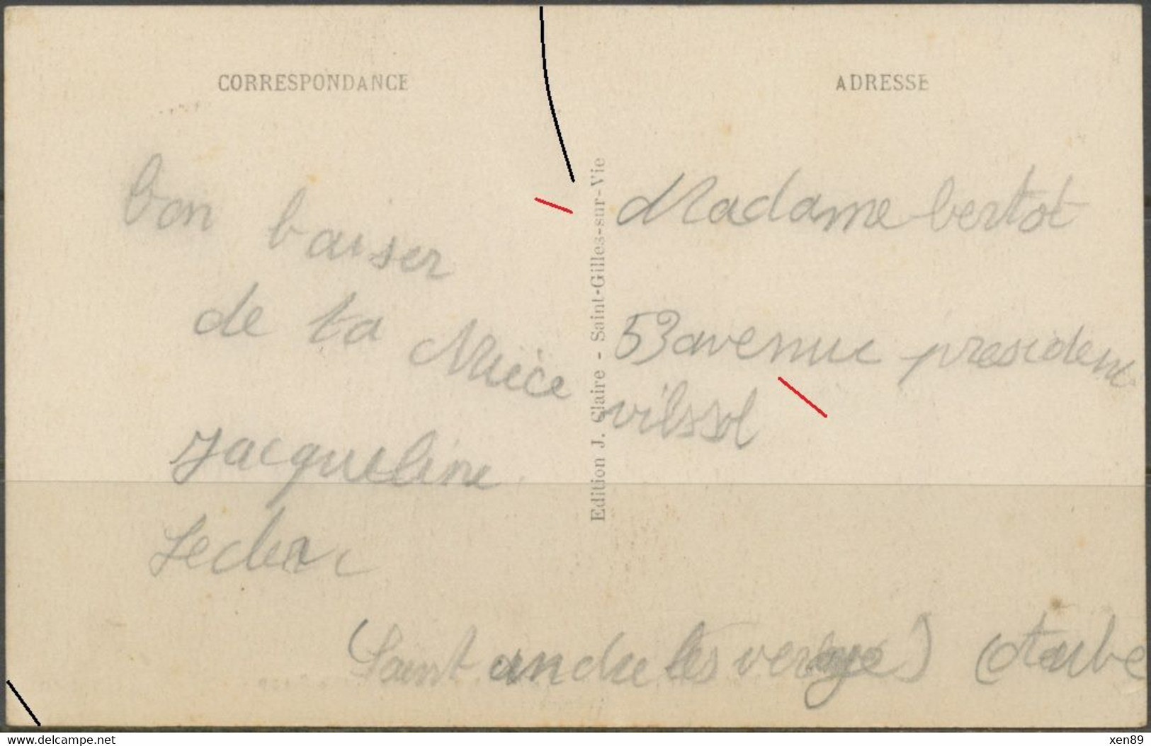 CPA - Sur-encrage En Bas à Droite - Signature Mouchon Absente - Signature Roty Partielle - Sur C.P. SAINT-GILLES-sur-VIE - Lettres & Documents