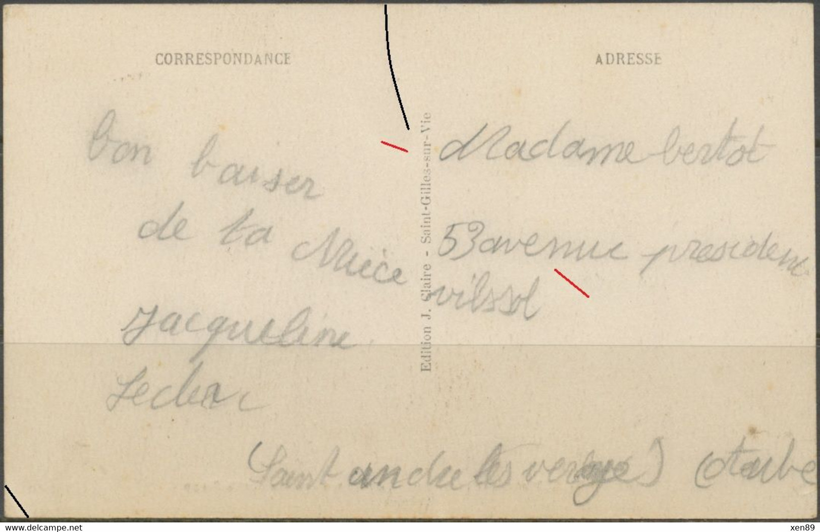 CPA - Sur-encrage En Bas à Droite - Signature Mouchon Absente - Signature Roty Partielle - Sur C.P. SAINT-GILLES-sur-VIE - Briefe U. Dokumente