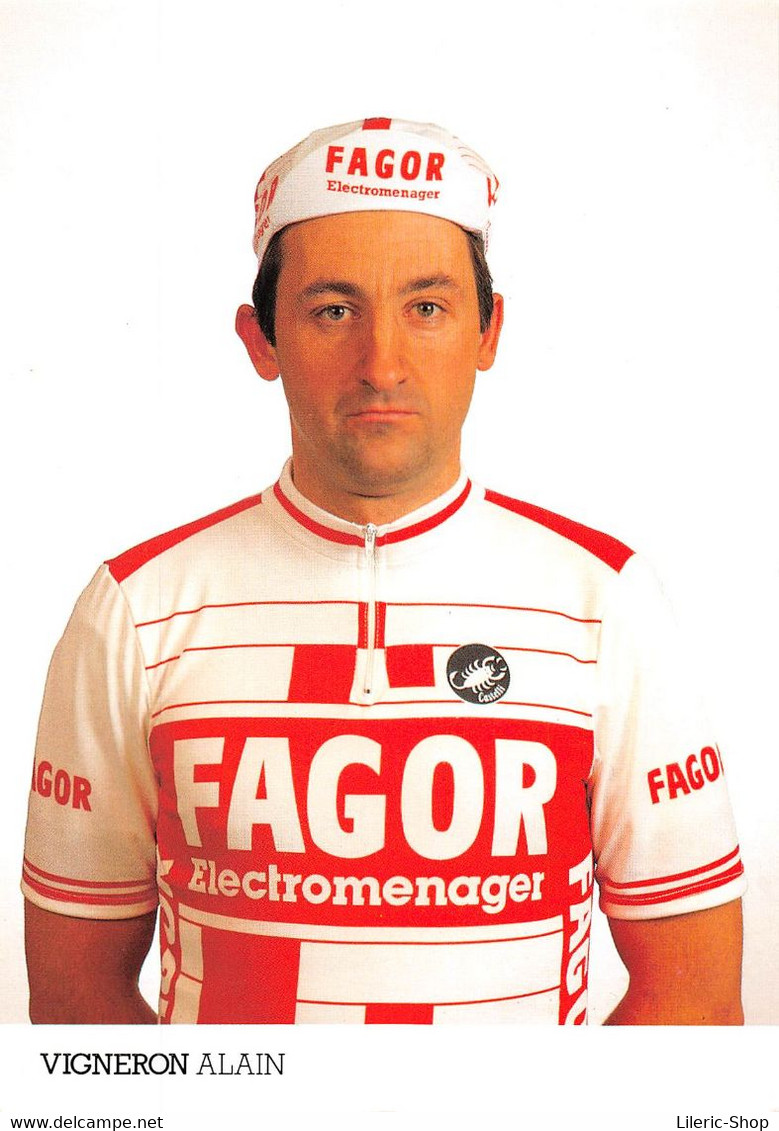 EQUIPE FAGOR 1987 - ALAIN VIGNERON - PALMARES AU VERSO Cpm - Cycling