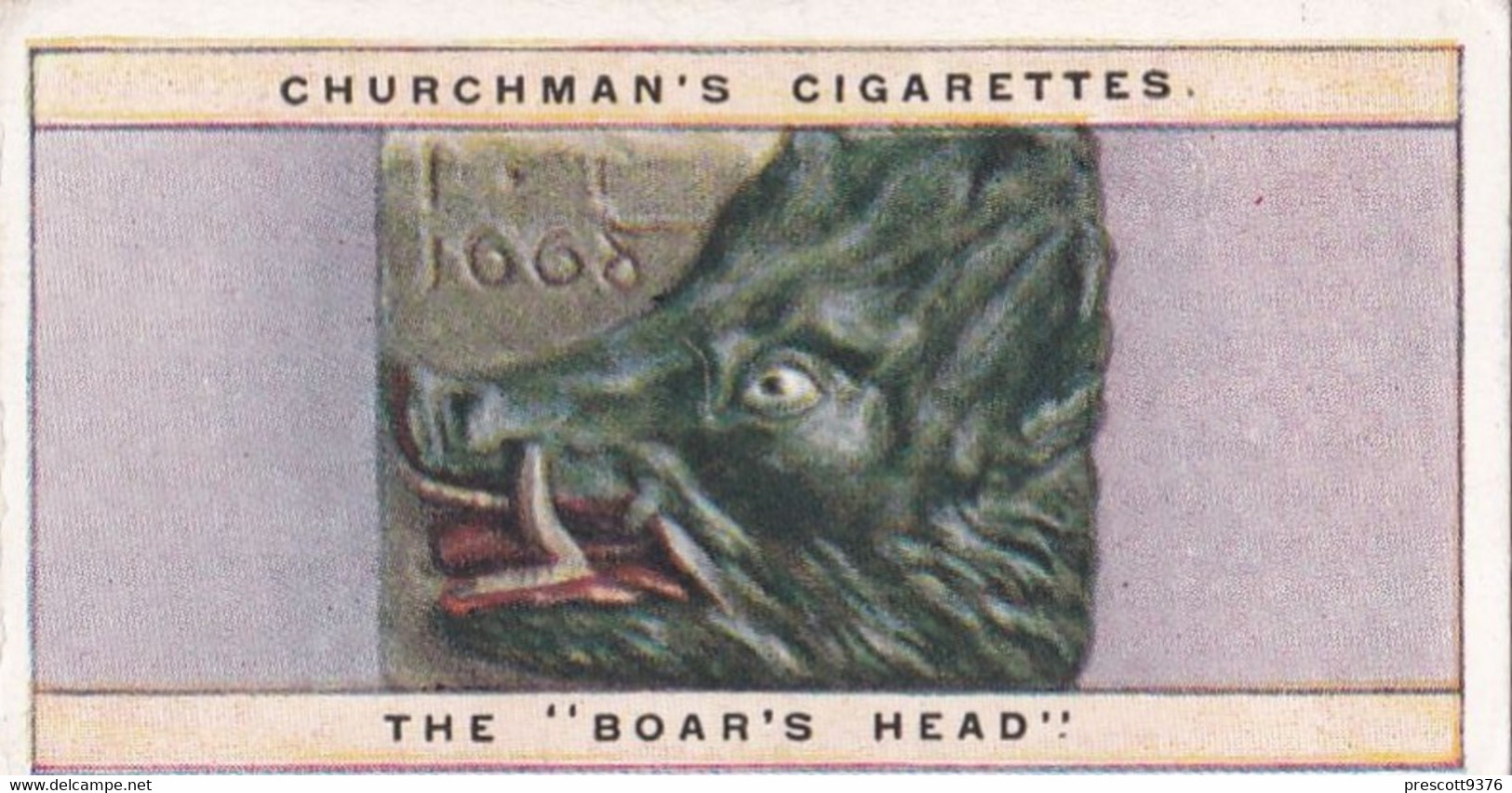 Curious Signs 1925 - 3 The Boars Head - Churchman Cigarette Card - Original - Churchman