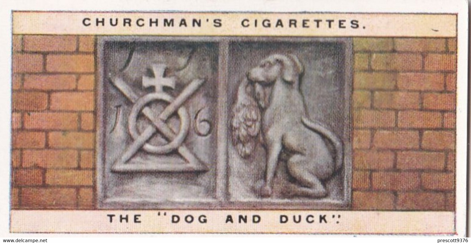 Curious Signs 1925 - 7 The Dog & Duck - Churchman Cigarette Card - Original - Churchman