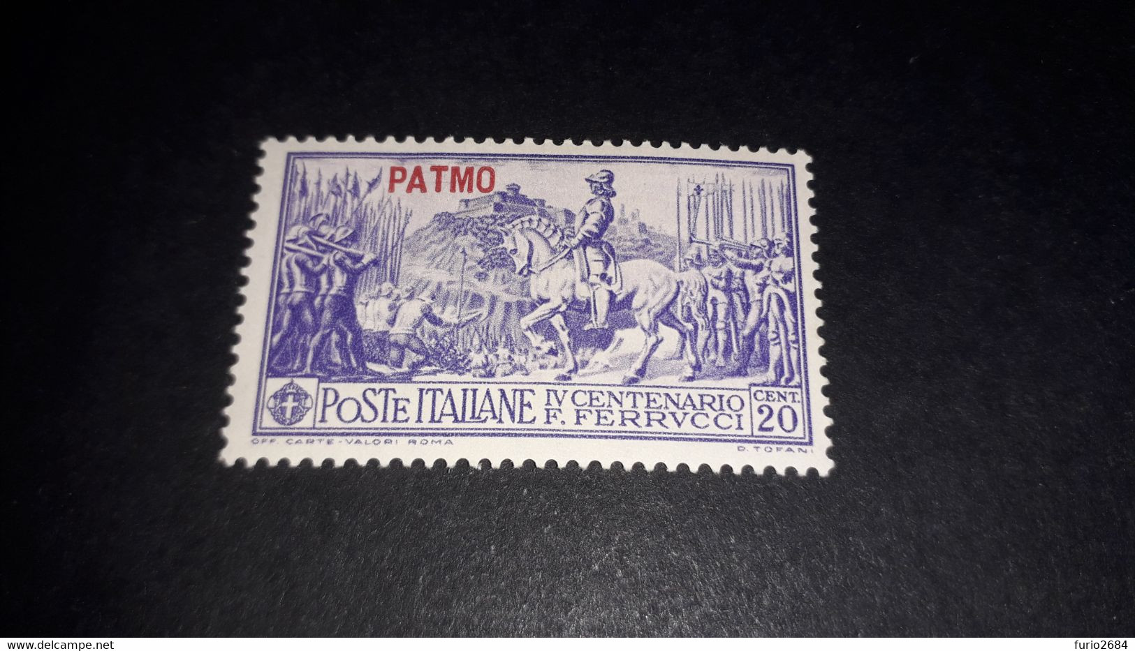 04AL16 POSSEDIMENTI ITALIANI ISOLE EGEO 1930 FERRUCCI SOPRASTAMPA PATMO 20 CENT. "X" - Egée (Scarpanto)