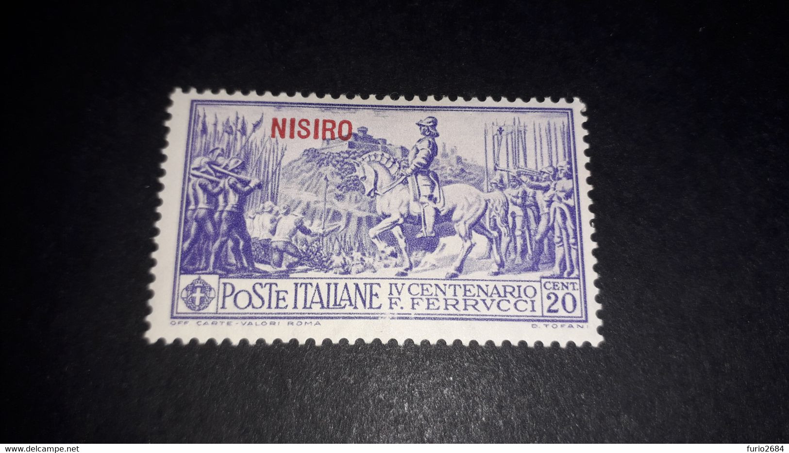 04AL16 POSSEDIMENTI ITALIANI ISOLE EGEO 1930 FERRUCCI SOPRASTAMPA NISIRO CENT. 20 "X" - Aegean (Scarpanto)