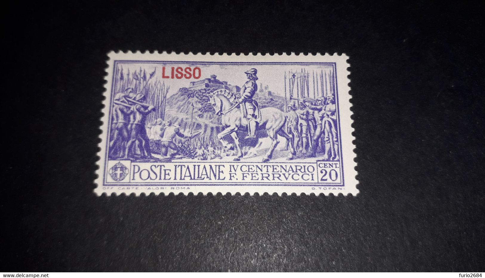 04AL16 POSSEDIMENTI ITALIANI ISOLE EGEO 1930 FERRUCCI SOPRASTAMPA LISSO CENT. 20 "X" - Aegean (Scarpanto)