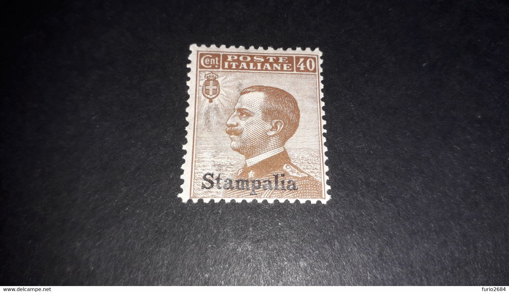 04AL16 POSSEDIMENTI ITALIANI ISOLE EGEO 1912 FRANCOBOLLI D'ITALIA SOPRASTAMPATI STAMPALIA CENT. 40 "X" - Egeo (Scarpanto)