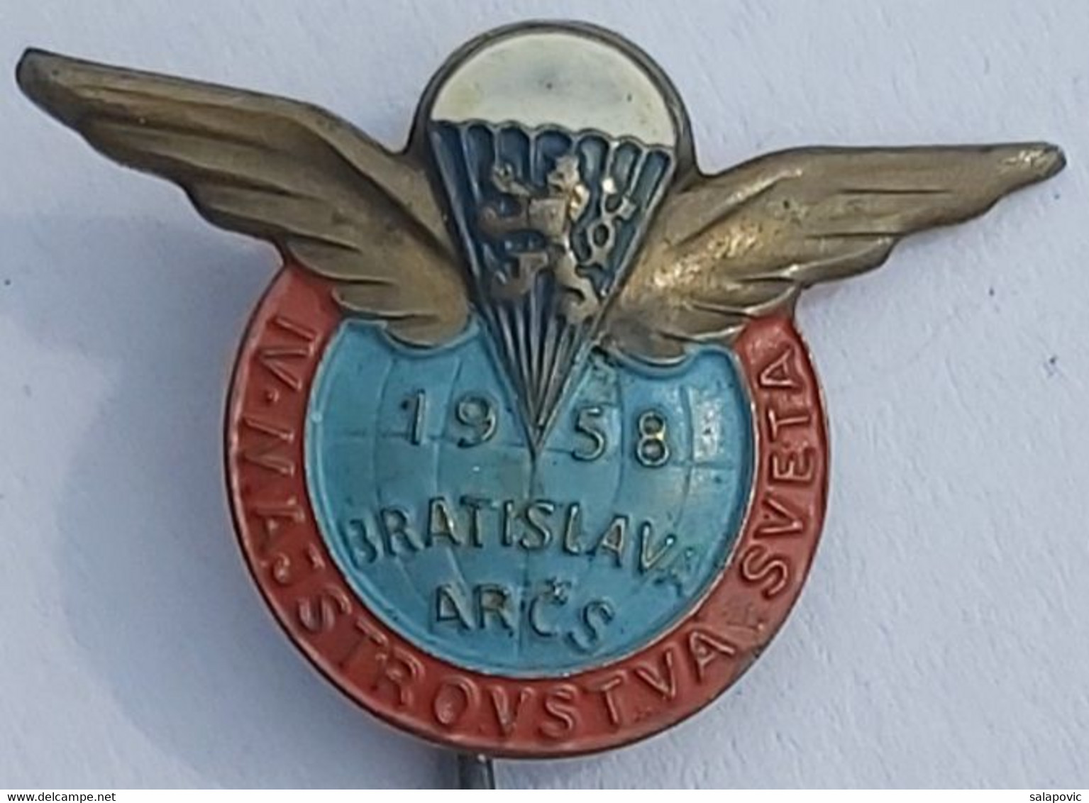 Bratislava World Championships 1958 ARCS Slovakia (Czechoslovakia) Parachuting Fallschirmspringen  PINS BADGES A5/2 - Paracadutismo