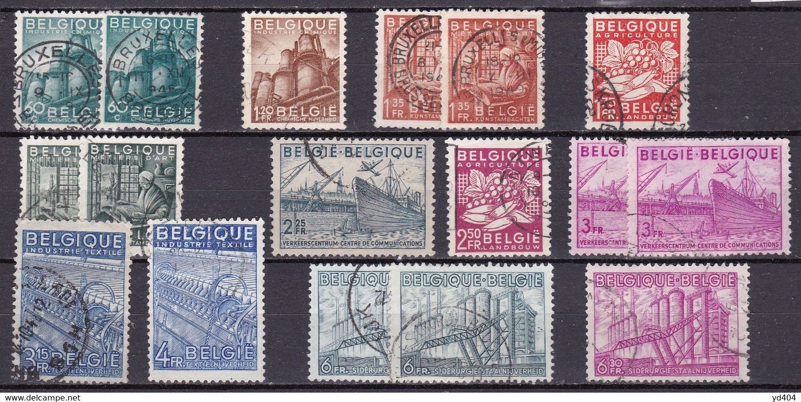 BE052 – BELGIQUE - BELGIUM – 1948 – NATIONAL INDUSTRIES – SG # 1217/28 USED 11,25 € - 1948 Export