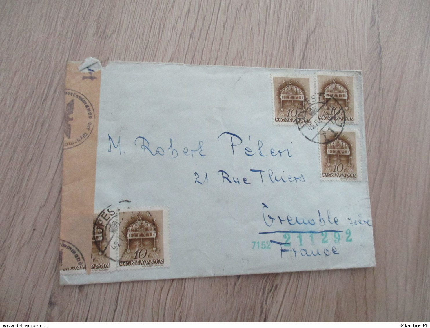 Hongrie Lettre 1942 5 TP En Censure Allemande Budapest Pour Grenoble - Poststempel (Marcophilie)