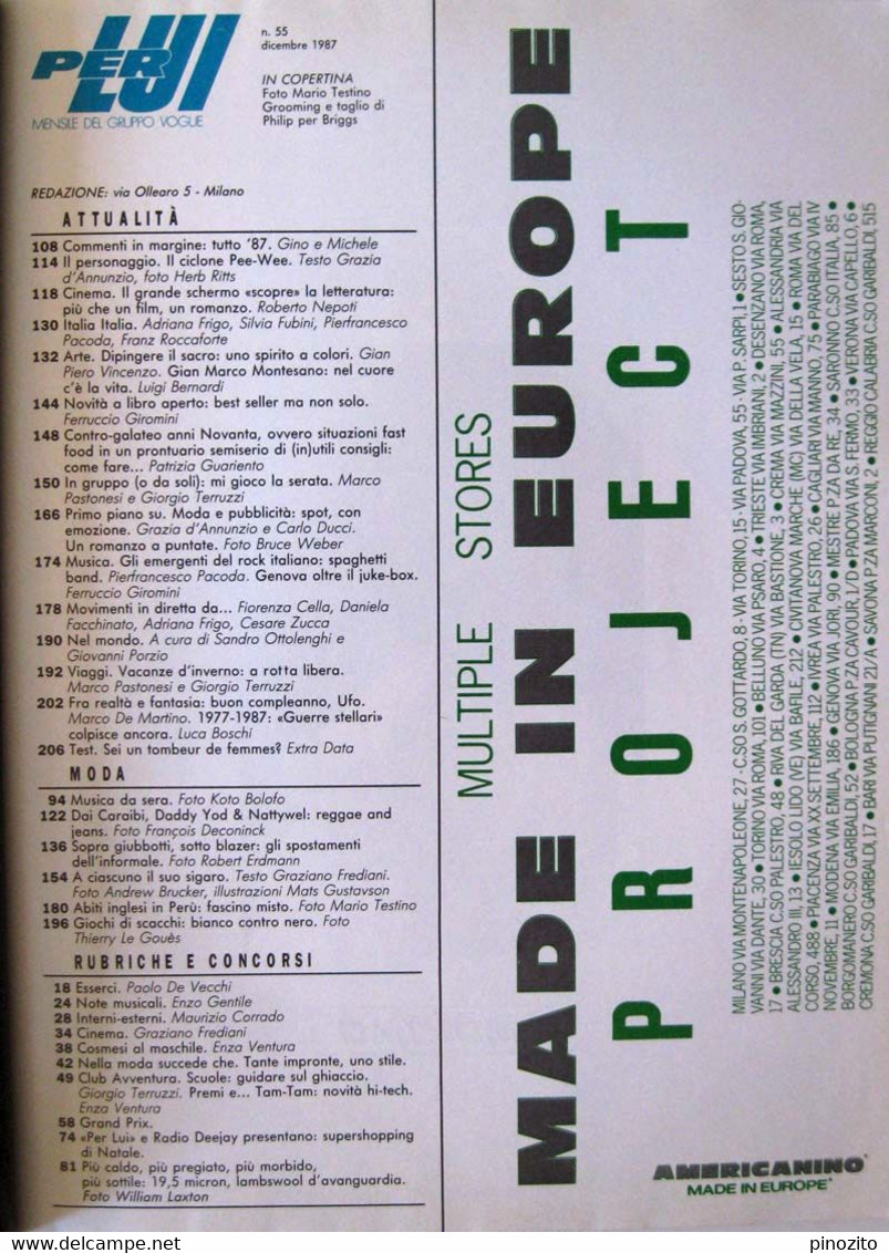 PER LUI 55 1987 Beppe Dubini Pee-Wee Herman Daddy Yod Nattywel Bruce Weber Bruce Weber 80s Fashion - Mode