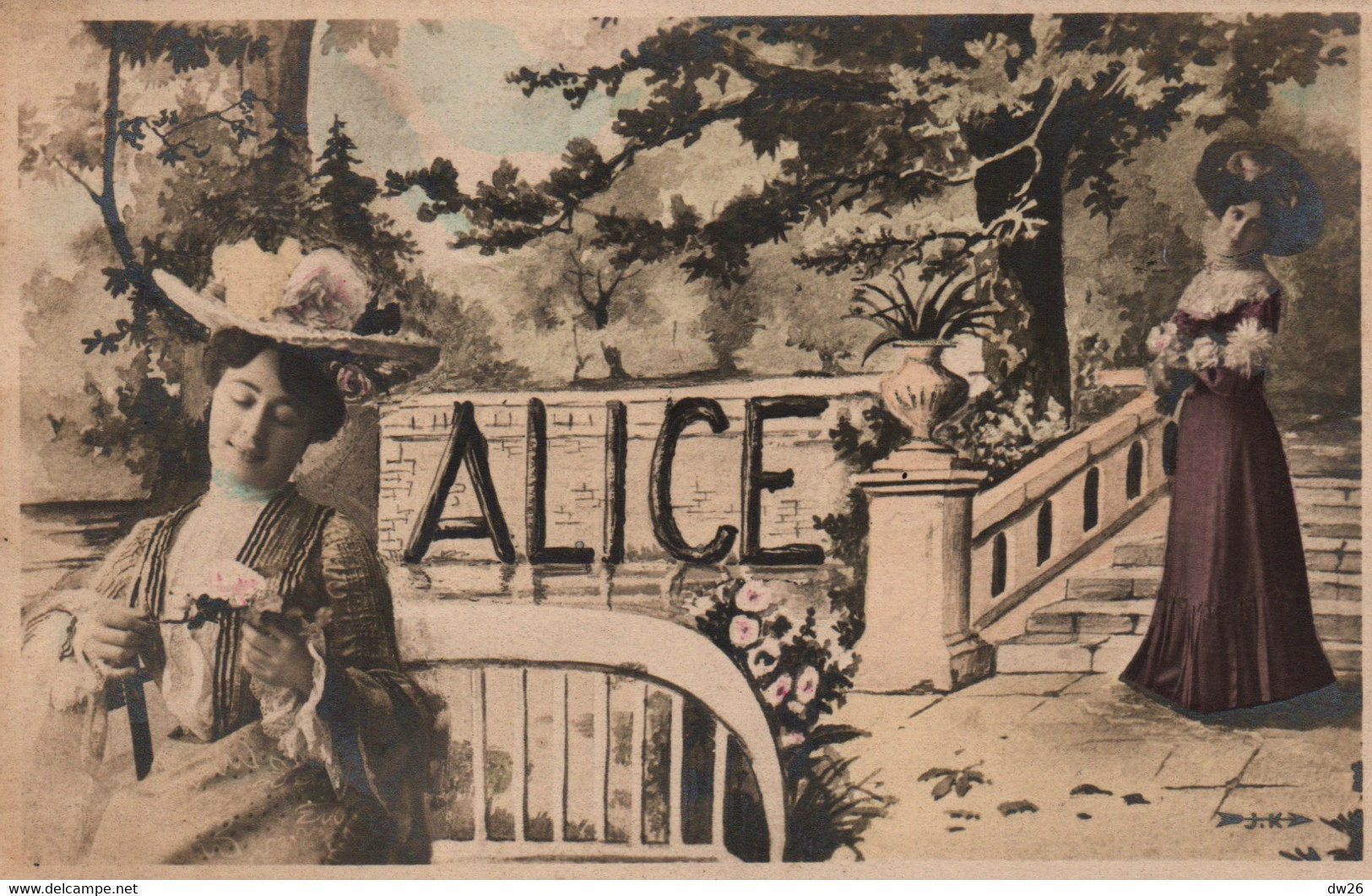 Prénom Alice, Deux Femmes Sur La Terrasse - Carte J.K. - Firstnames