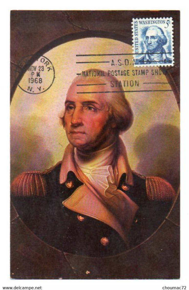 Carte Maximum 024, Célébrité USA Georges Washington Homme D'État Américain, Chef D’État-major De L’Armée Continentale Pe - George Washington