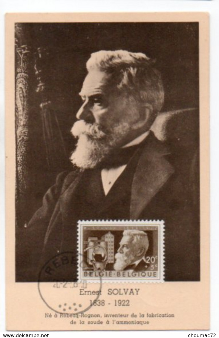 GF Carte Maximum 185, Célébrité Belgie Belgique 1956 Ernest Solvay Inventeur - 1951-1960